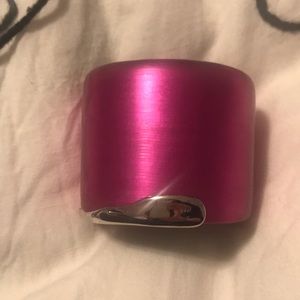 Alexis Bittar Pink Lucite Cuff Silver hardware